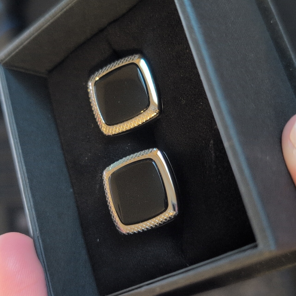 Onyx Cushion Stainless Steel Cufflinks